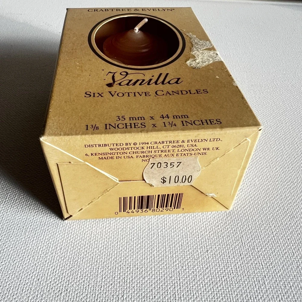 Crabtree & Evelyn Vintage 1994 Vanilla Votive Candles Set of 5 Made in USA 70357